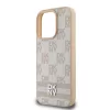 DKNY PU Leather Checkered Pattern and Stripe tok iPhone 16 Pro készülékhez rózsaszín