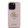 Guess PU Grained 4G Metal Logo tok iPhone 15 Pro készülékhez – rózsaszín