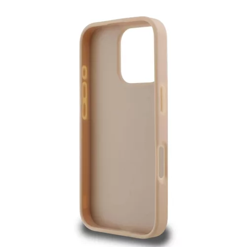 DKNY PU Leather Checkered Pattern and Stripe tok iPhone 16 Pro Max készülékhez rózsaszín