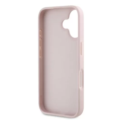 Guess PU barázdált 4G Metal Logo tok iPhone 16 készülékhez rózsaszín