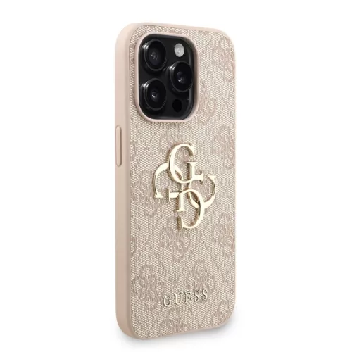 Guess PU 4G Metal Logo Strap tok iPhone 15 Pro Max készülékhez rózsaszín