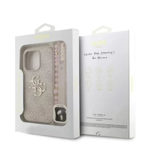 Guess PU 4G Metal Logo Strap tok iPhone 15 Pro Max készülékhez rózsaszín