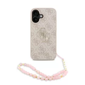   Guess PU 4G fém logós pántos tok iPhone 16 készülékhez – rózsaszín
