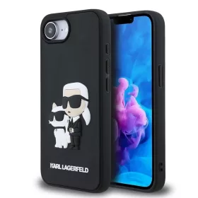   Karl Lagerfeld 3D Rubber Karl and Choupette Tok iPhone 16e/17e készülékhez fekete