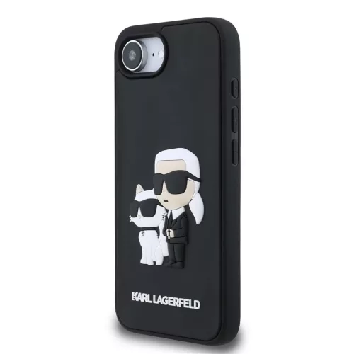 Karl Lagerfeld 3D Rubber Karl and Choupette Tok iPhone 16e/17e készülékhez fekete