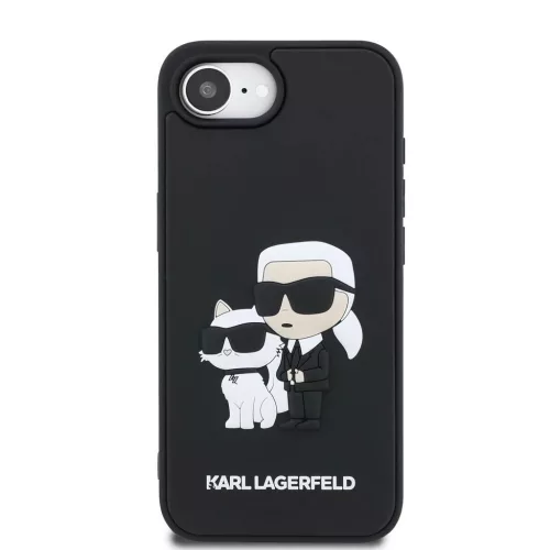 Karl Lagerfeld 3D Rubber Karl and Choupette Tok iPhone 16e/17e készülékhez fekete