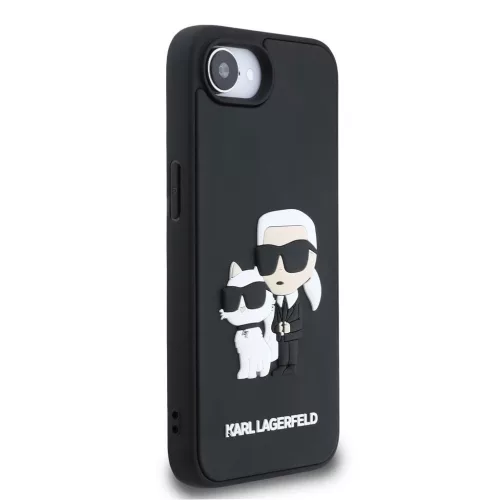 Karl Lagerfeld 3D Rubber Karl and Choupette Tok iPhone 16e/17e készülékhez fekete