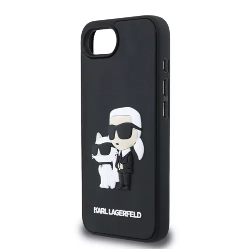 Karl Lagerfeld 3D Rubber Karl and Choupette Tok iPhone 16e/17e készülékhez fekete