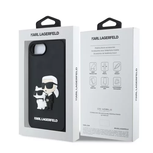 Karl Lagerfeld 3D Rubber Karl and Choupette Tok iPhone 16e/17e készülékhez fekete