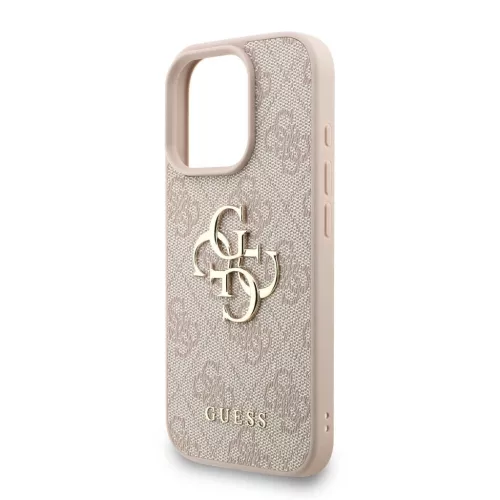Guess PU 4G Metal Logo Strap tok iPhone 16 Pro készülékhez rózsaszín
