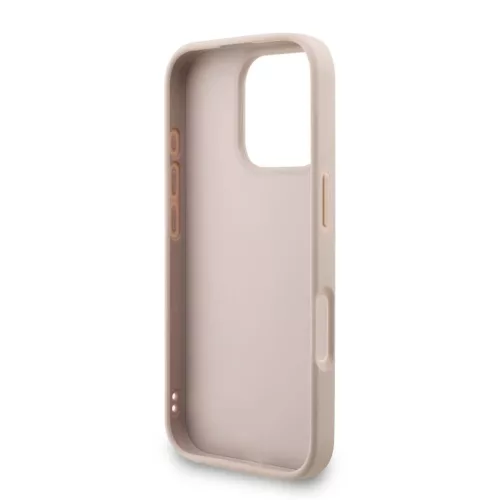 Guess PU 4G Metal Logo Strap tok iPhone 16 Pro készülékhez rózsaszín
