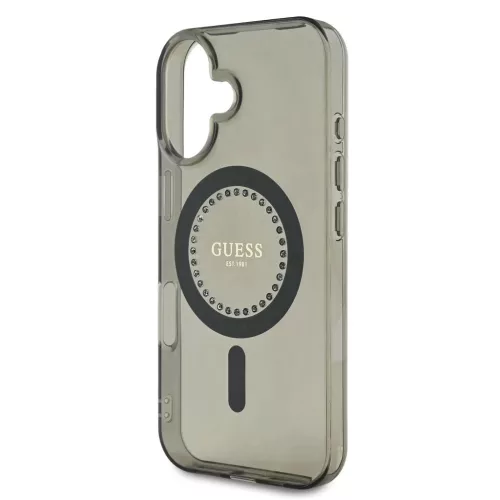 Guess IML Rhinestones Ring MagSafe tok iPhone 16 készülékhez fekete