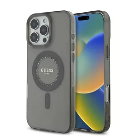   Guess IML Rhinestones Ring MagSafe tok iPhone 16 Pro készülékhez fekete