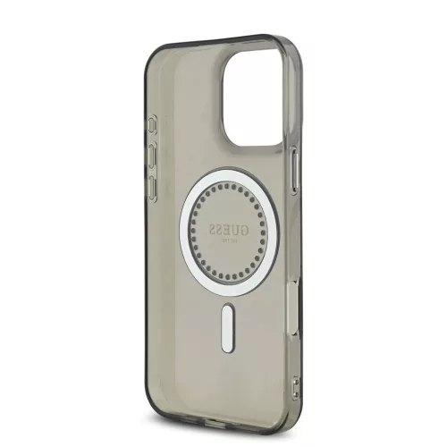 Guess IML Rhinestones Ring MagSafe tok iPhone 16 Pro készülékhez fekete