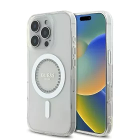   Guess IML Rhinestones Ring MagSafe tok iPhone 16 Pro Max készülékhez fehér