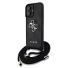 Guess PU 4G fém logó vállpántos tok iPhone 16 készülékhez fekete