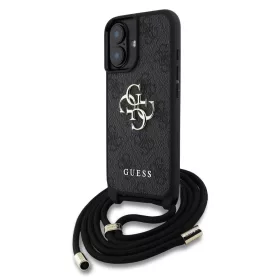   Guess PU 4G fém logó vállpántos tok iPhone 16 készülékhez fekete