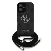 Guess PU 4G fém logó vállpántos tok iPhone 16 készülékhez fekete