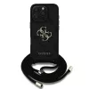 Guess PU 4G Metal Logo Crossbody Strap tok iPhone 16 Pro készülékhez fekete