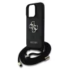 Guess PU 4G Metal Logo Crossbody Strap tok iPhone 16 Pro készülékhez fekete