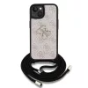 Guess PU 4G Metal Logo vállpántos tok az iPhone 15 készülékhez rózsaszín