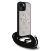 Guess PU 4G Metal Logo vállpántos tok az iPhone 15 készülékhez rózsaszín