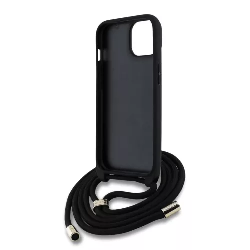 Guess PU 4G Metal Logo vállpántos tok az iPhone 15 készülékhez rózsaszín