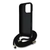 Guess PU 4G Metal Logo Crossbody Strap tok iPhone 16 Pro Max készülékhez fekete