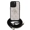 Guess PU 4G Metal Logo vállpántos tok iPhone 15 Pro készülékhez rózsaszín