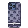 DKNY PU bőr sakktábla mintás és csíkos tok iPhone 15 Pro Max készülékhez kék