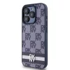DKNY PU bőr sakktábla mintás és csíkos tok iPhone 15 Pro Max készülékhez kék