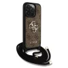 Guess PU 4G Metal Logo Crossbody Strap tok iPhone 15 Pro Max készülékhez barna