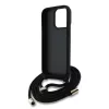 Guess PU 4G Metal Logo Crossbody Strap tok iPhone 15 Pro Max készülékhez barna