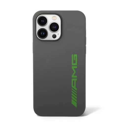 AMG Liquid Silicone Green Logo tok iPhone 14 Pro Max készülékhez szürke