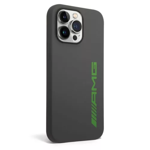 AMG Liquid Silicone Green Logo tok iPhone 14 Pro Max készülékhez szürke
