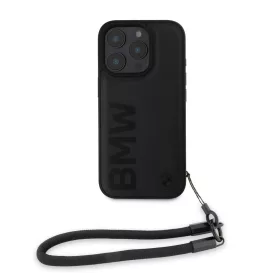   BMW Leather Signature and Strap tok iPhone 16 Pro készülékhez fekete