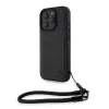 BMW Leather Signature and Strap tok iPhone 16 Pro készülékhez fekete