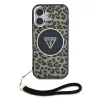 Guess IML Leopard Triangle Logo Strap MagSafe tok iPhone 16 készülékhez barna