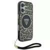 Guess IML Leopard Triangle Logo Strap MagSafe tok iPhone 16 készülékhez barna