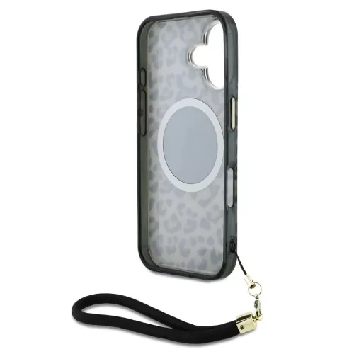 Guess IML Leopard Triangle Logo Strap MagSafe tok iPhone 16 készülékhez barna