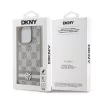 DKNY PU Leather Checkered Pattern and Stripe tok iPhone 14 Pro Max készülékhez bézs