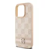 DKNY PU Leather Checkered Pattern and Stripe tok iPhone 13 Pro Max készülékhez rózsaszín