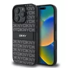 DKNY PU Leather Repeat Pattern Tonal Stripe tok iPhone 16 Pro készülékhez fekete