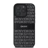 DKNY PU Leather Repeat Pattern Tonal Stripe tok iPhone 16 Pro készülékhez fekete