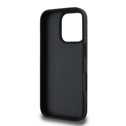 DKNY PU Leather Repeat Pattern Tonal Stripe tok iPhone 16 Pro készülékhez fekete