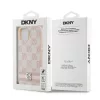 DKNY PU Leather Checkered Pattern and Stripe Tok iPhone 15 készülékhez rózsaszín