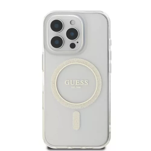 Guess IML Glitter Ring MagSafe tok iPhone 16 Pro Max készülékhez átlátszó
