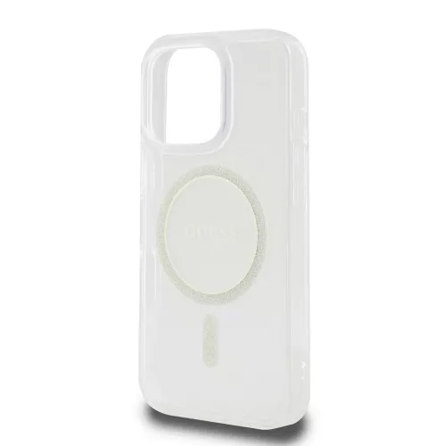 Guess IML Glitter Ring MagSafe tok iPhone 16 Pro Max készülékhez átlátszó