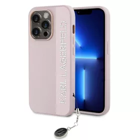   Karl Lagerfeld PU Saffiano Rhinestone Charm tok iPhone 14 Pro Max készülékhez rózsaszín