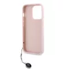 Karl Lagerfeld PU Saffiano Rhinestone Charm tok iPhone 14 Pro Max készülékhez rózsaszín
